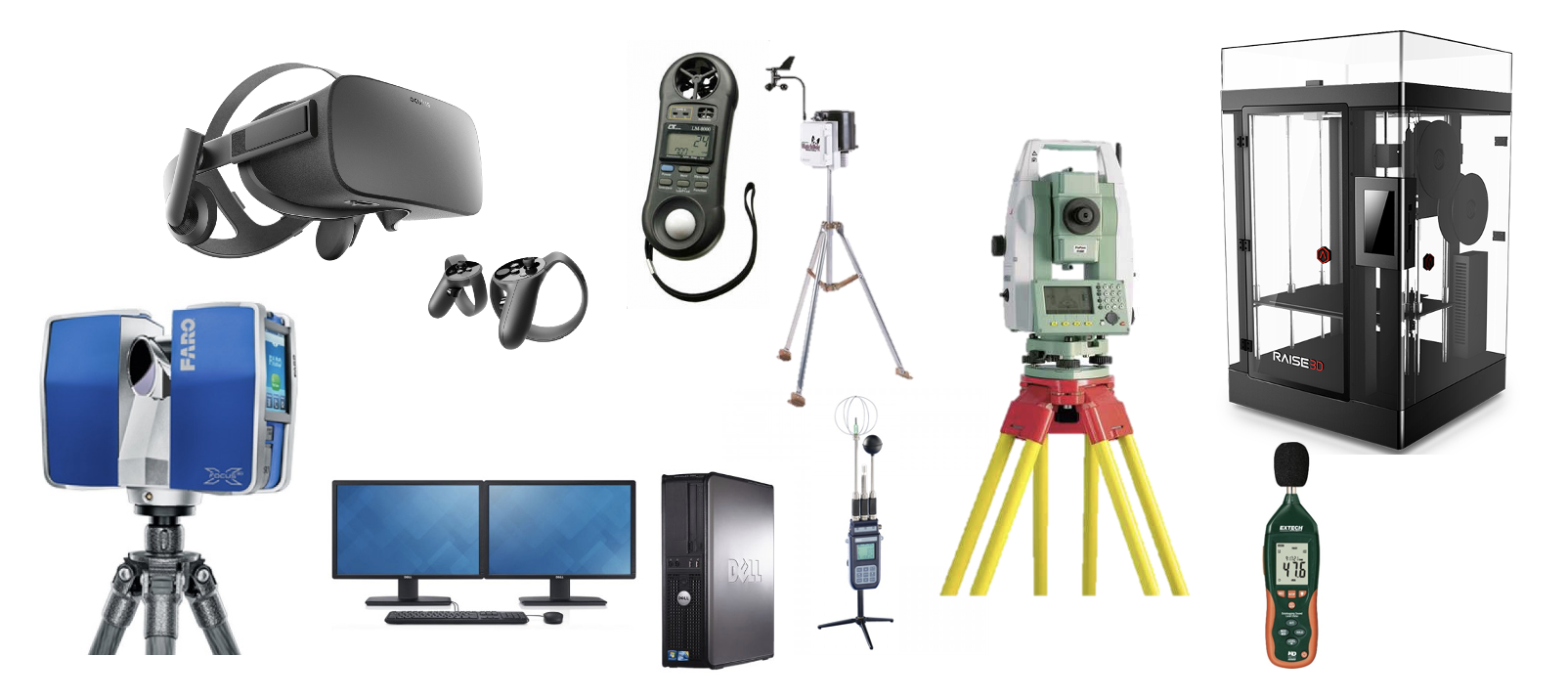 Advanced tools and facilities at UoRM, including virtual reality and 3D printers for Quantity Surveying.