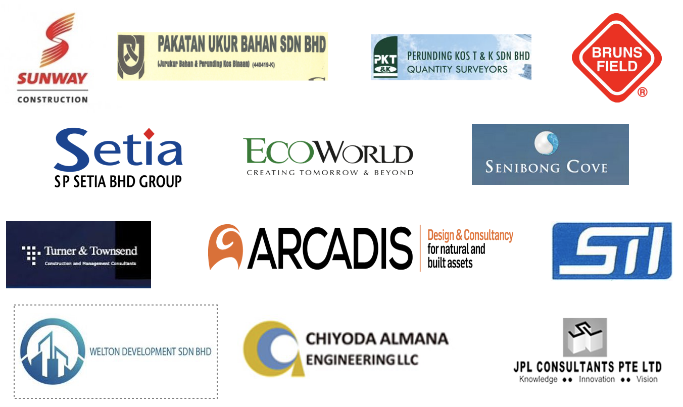 Logos of top firms employing UoRM Quantity Surveying graduates